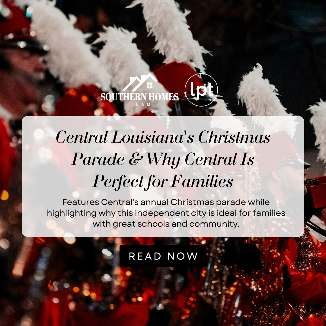 Central Louisiana Christmas Parade with families lining the streets and decorated floats celebrating the holiday season in this family-friendly community