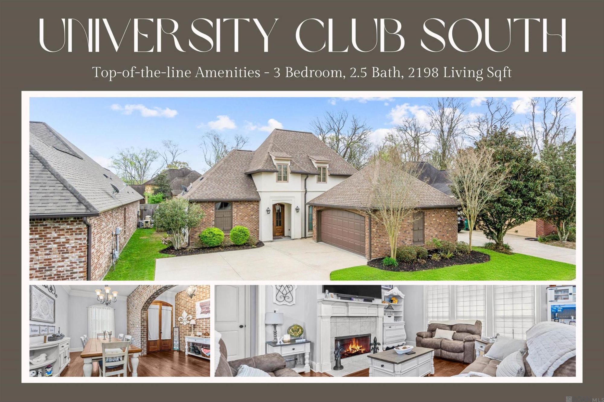 415 Clock Tower Dr Baton Rouge home for sale – exterior with arched brick entry