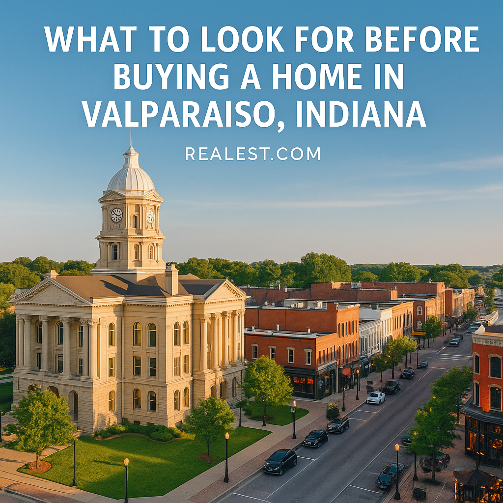 Downtown Valparaiso Indiana courthouse square surrounded by shops and restaurants