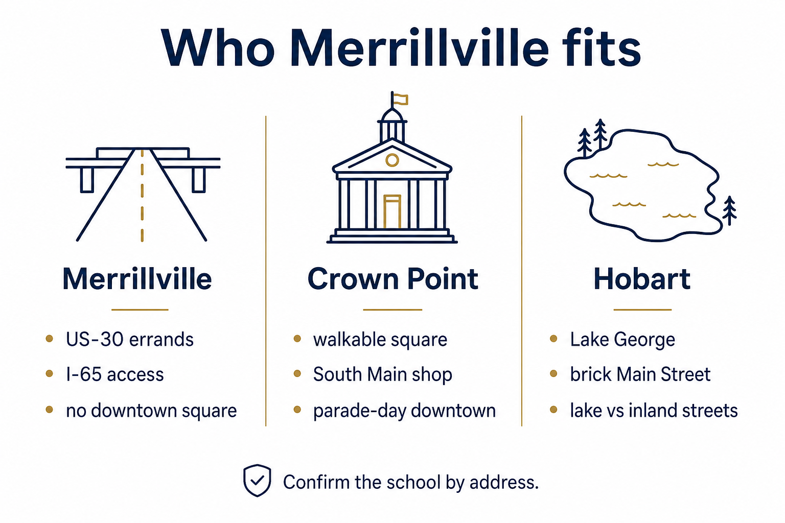 Who Merrillville fits compared with Crown Point and Hobart