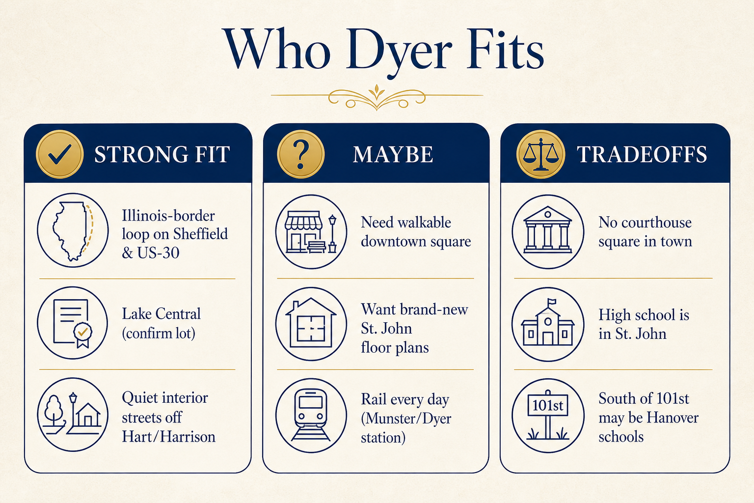 Who Dyer, Indiana fits: strong fit, maybe, and tradeoffs