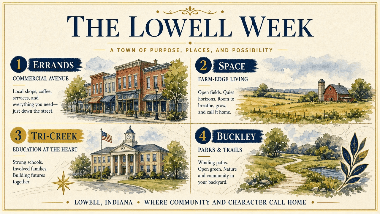 The Lowell Week infographic: Commercial Avenue, Tri-Creek, Buckley Homestead