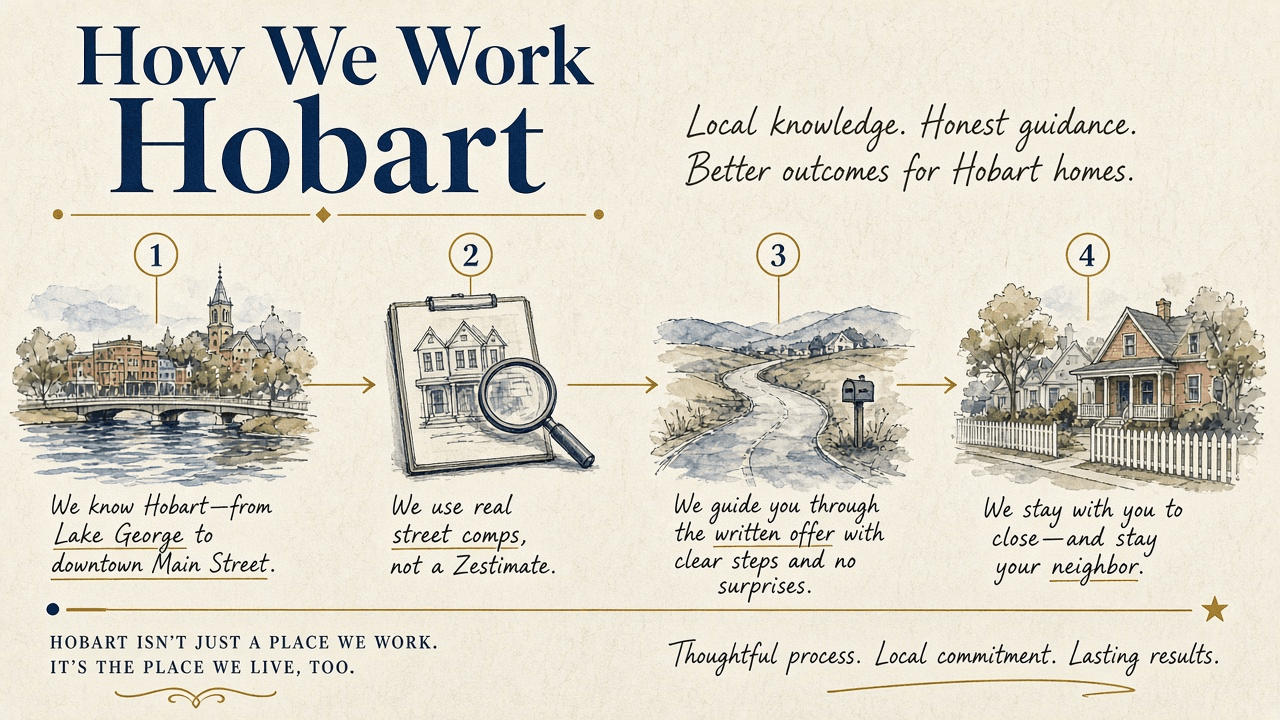 How we work Hobart: Lake George to Main Street, street comps, written offer, close