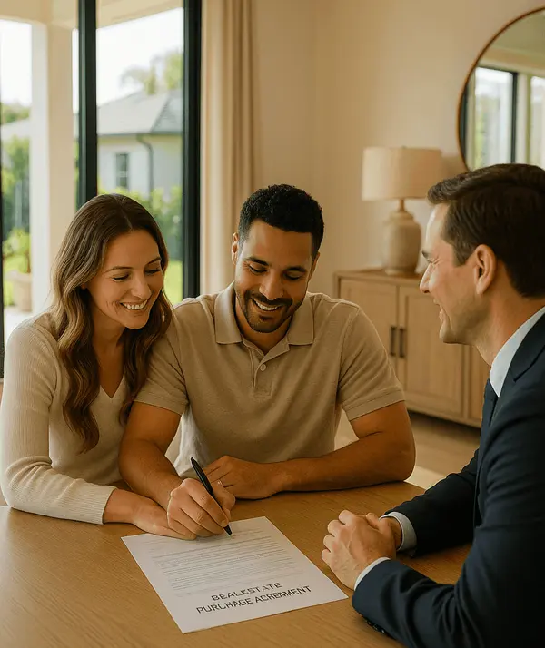 Couple Signing Real Estate Contracts