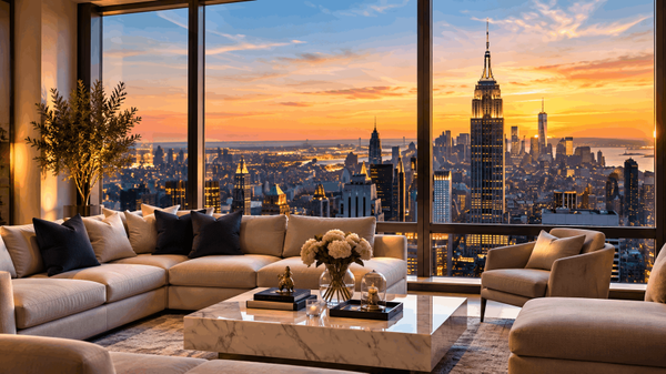 Luxury New York City apartment with panoramic Manhattan skyline views