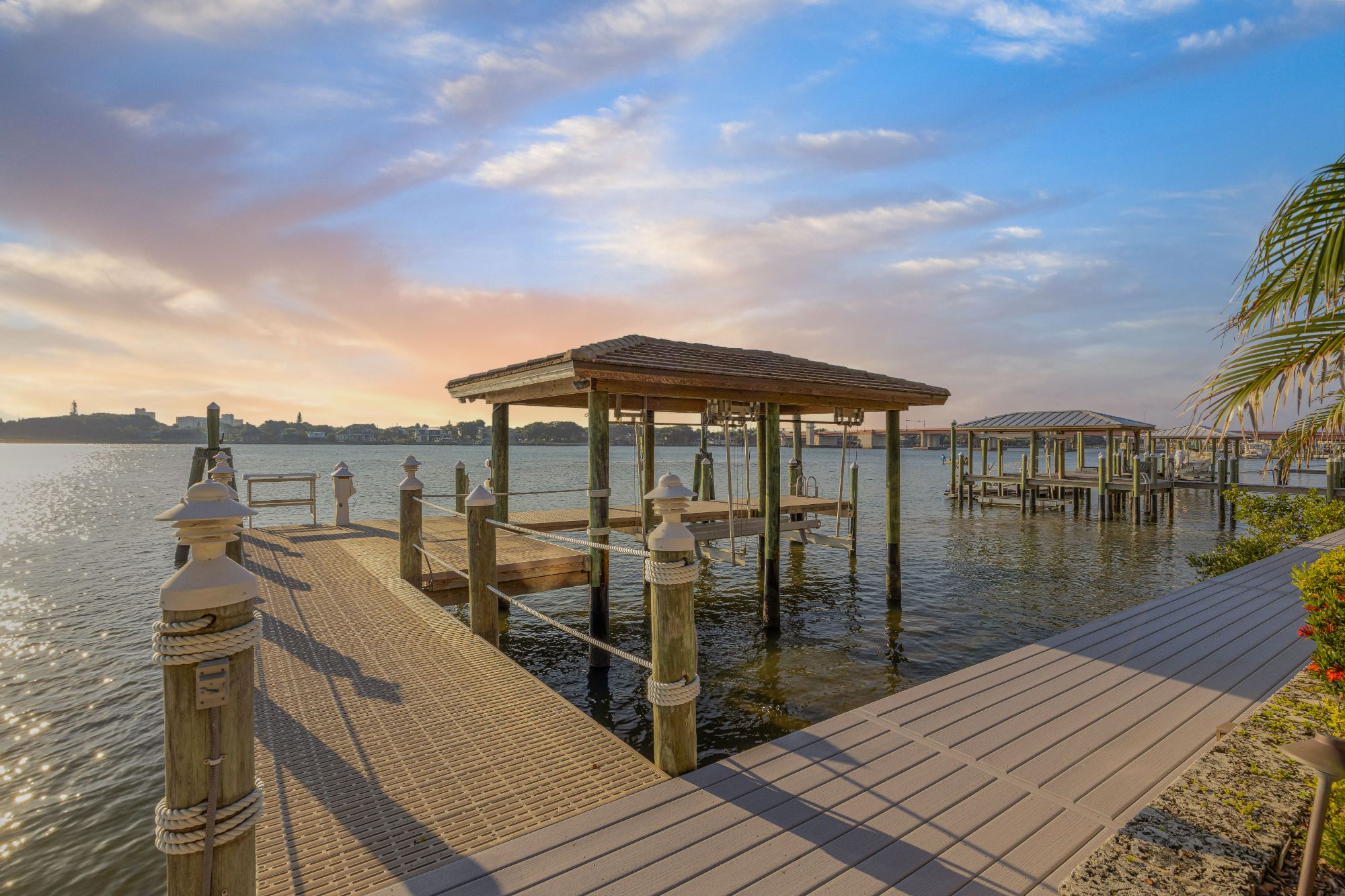 Boat dock over the Intracoastal Waterway, New Smyrna Beach, FL