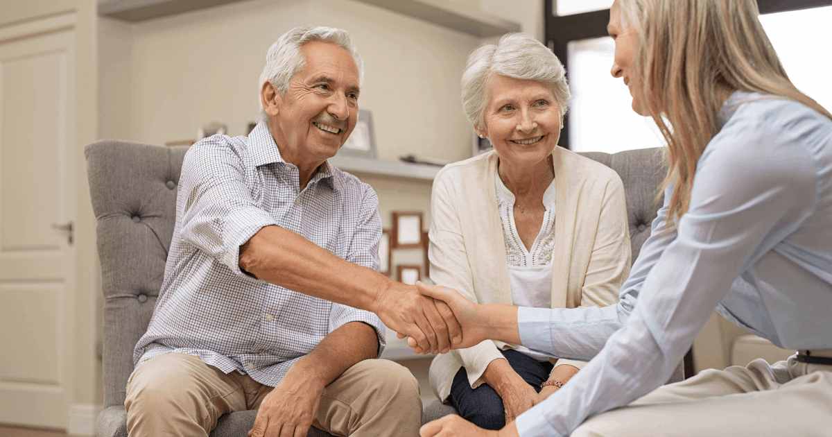 Real estate advisor helping retiree plan their next move