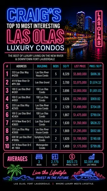 Top 10 Las Olas Luxury Condos - Fort Lauderdale, Florida