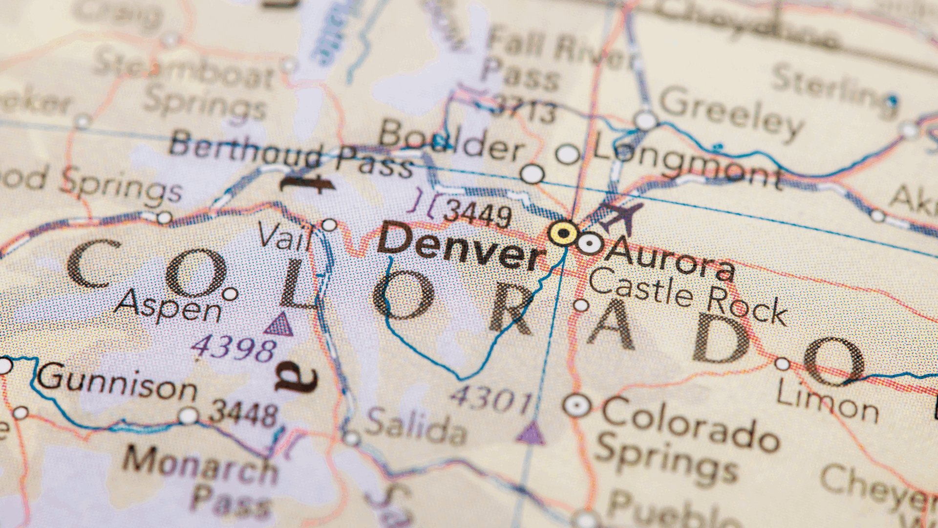 Map of Colorado highlighting Denver and nearby cities.