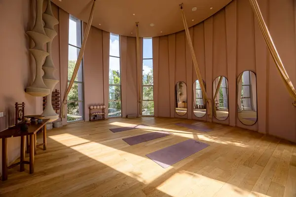 Tranquil yoga studio designed for wellness living at Aflora Tulum