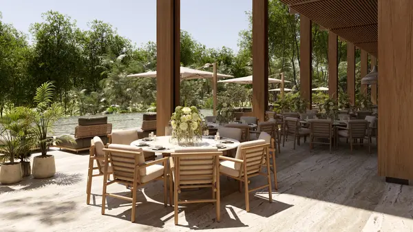 Private residents’ lounge designed for relaxation at Mayakoba