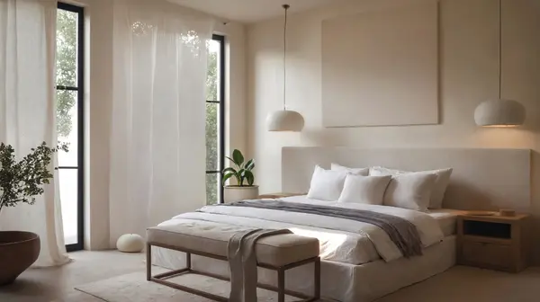 Spacious bedroom with natural finishes at Selva Estates luxury residences in Tulum
