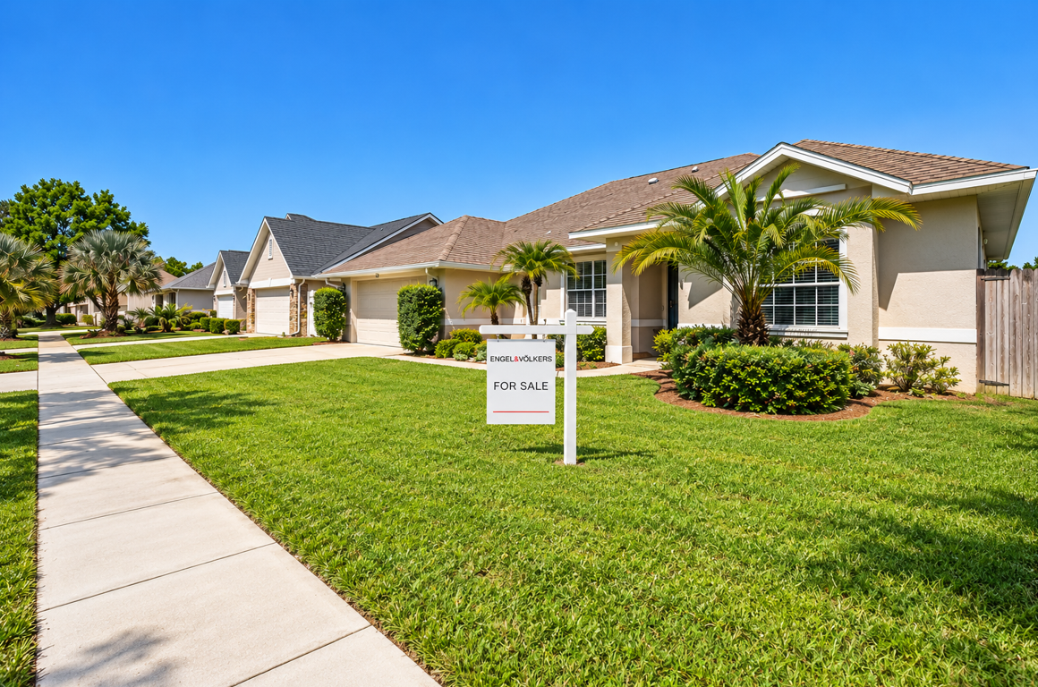 Florida home with a for sale sign in the front yard in Brevard County 