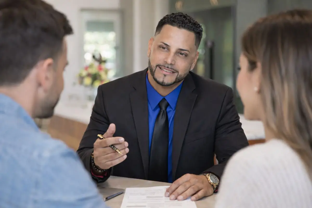 Alex Negron, Florida real estate agents, consulting with home buyers.