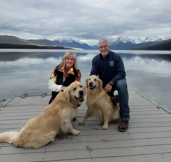Tina & Flip With boys at Glacier pic. - Tina Hudon
