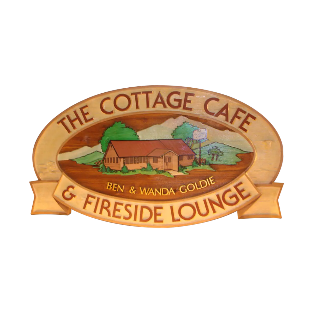 cottage cafe logo sign made out of wood