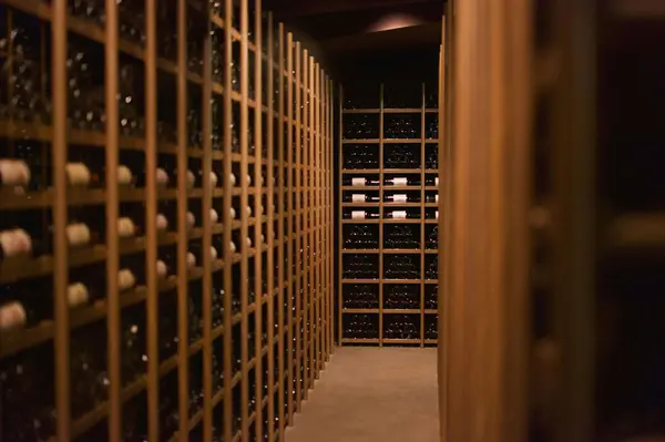 wooden cellar with wine