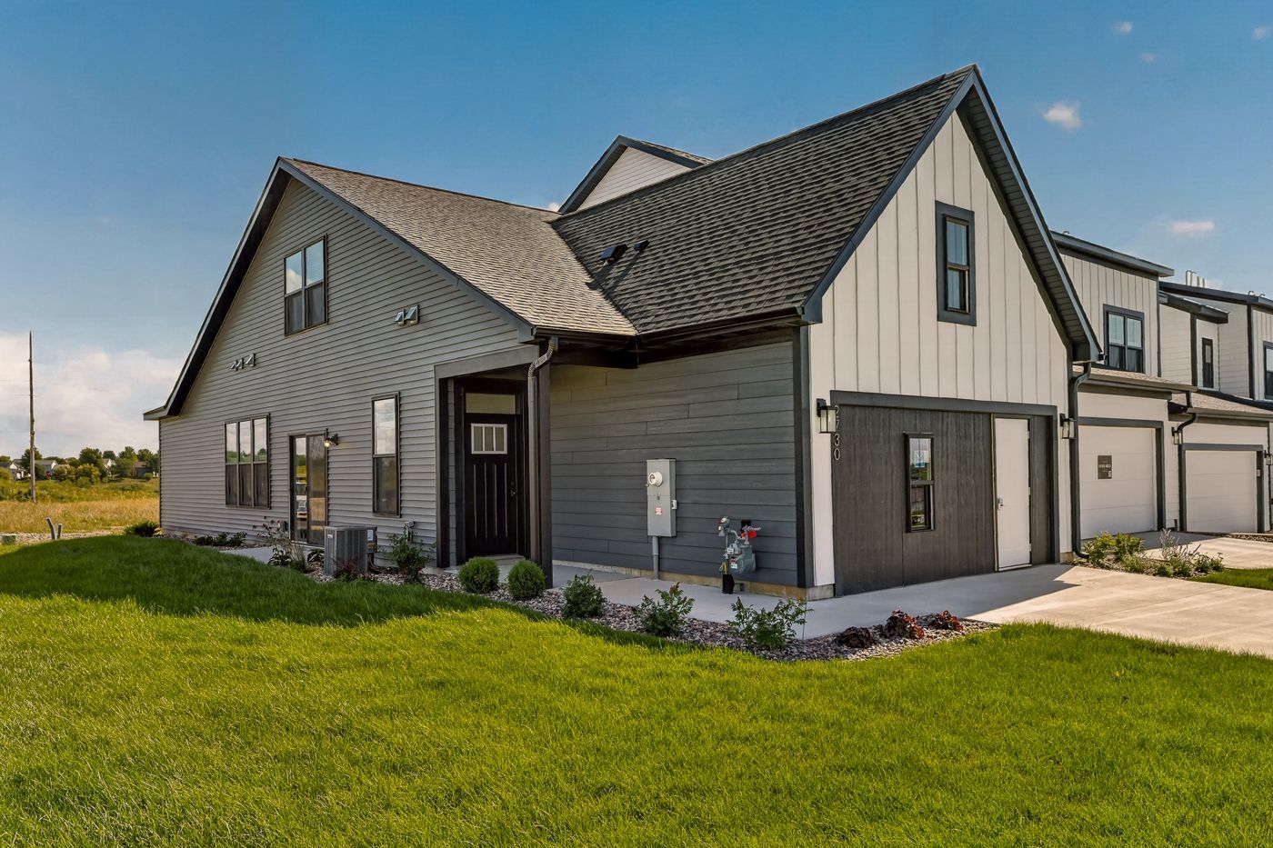 Mainstay end-unit townhome model at Prairie Ridge