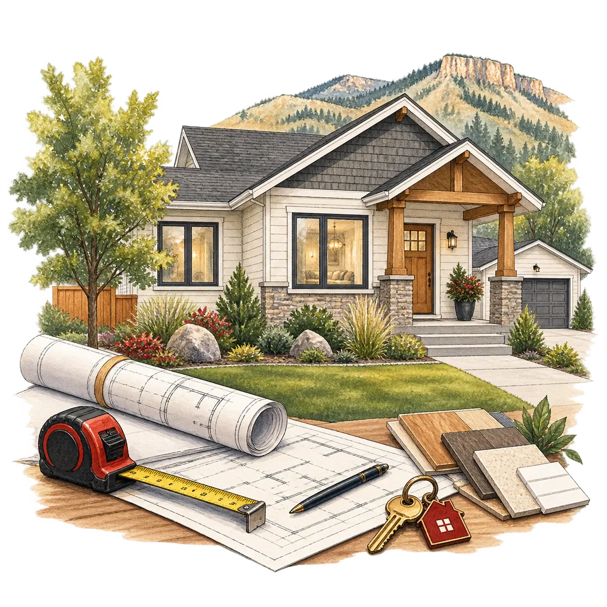 Illustration of a renovated home prepared for resale
