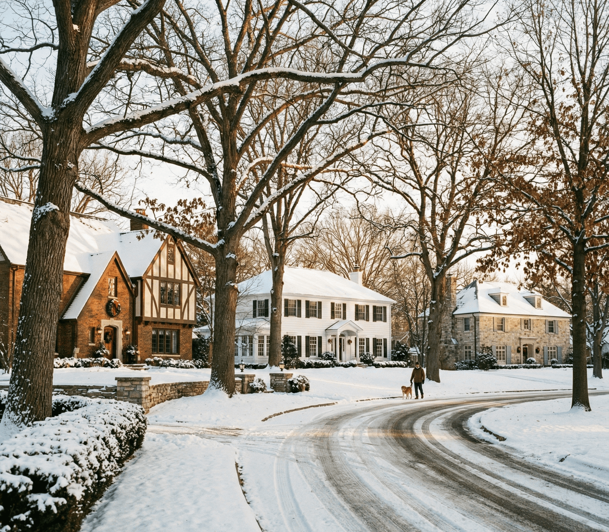 North Shore Suburban Street in Winter