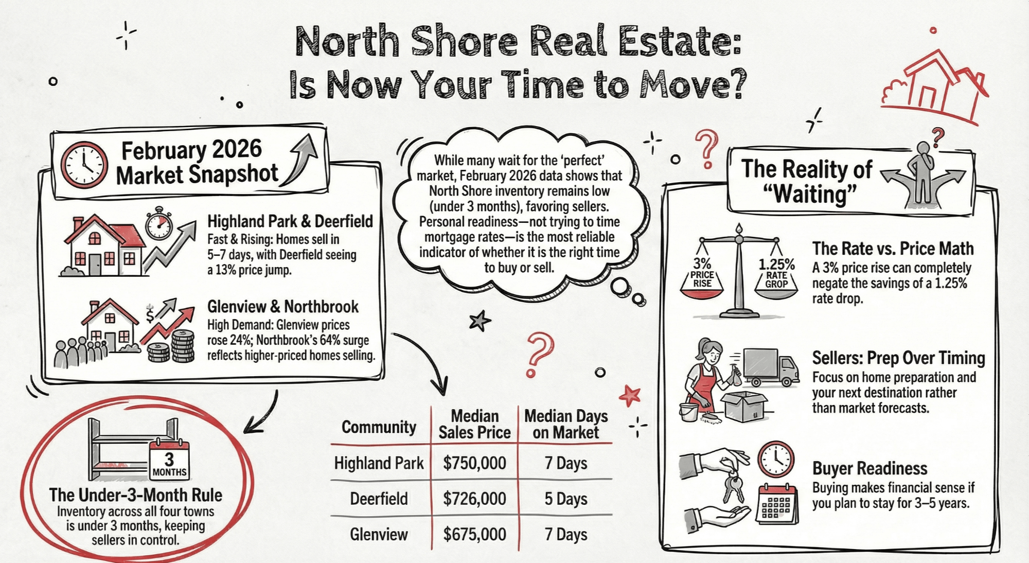 February 2026 real estate market stats for Highland Park, Deerfield, Glenview, and Northbrook