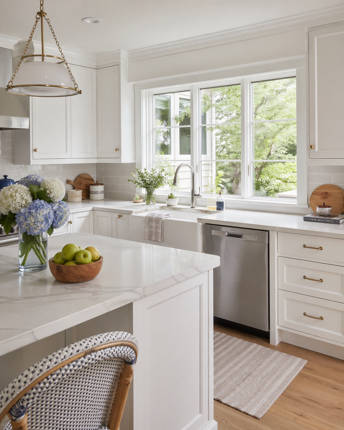 Staged kitchen in a North Shore home prepared for sale in Highland Park Illinois