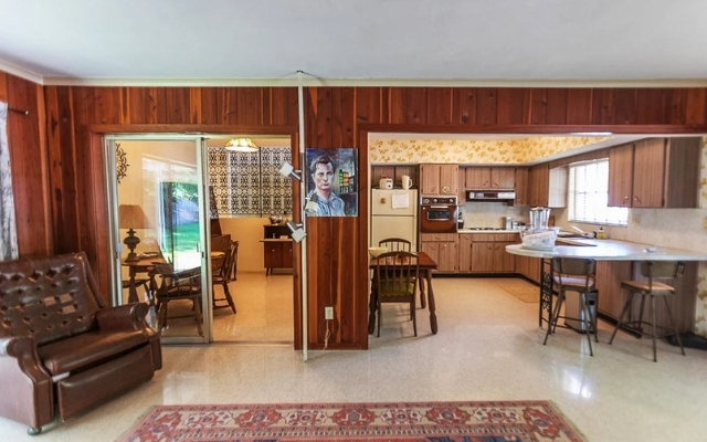 Original wood-paneled interior of the Jack Kerouac House in Disston Heights, St. Petersburg