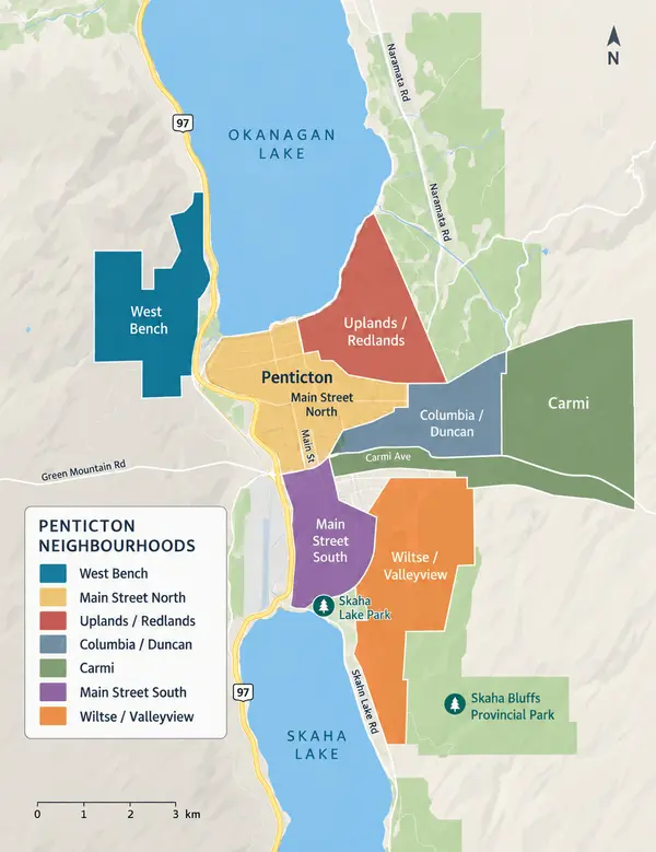 Penticton Neighbourhoods Map