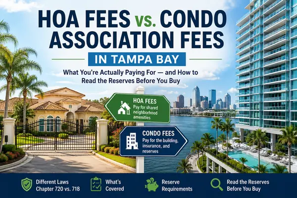 feature image of HOA Fees vs. Condo Association Fees in Tampa Bay: What You're Actually Paying For — and How to Read the Reserves Before You Buy