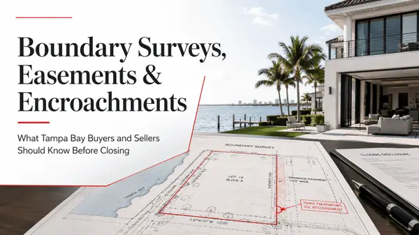 feature image of Surveys, Easements, and Encroachments at a Tampa Bay Closing: What the Boundary Survey Reveals — and Who Fixes It