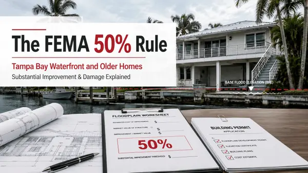 feature image of The FEMA 50% Rule for Tampa Bay Waterfront and Older Homes: How Substantial Improvement and Substantial Damage Actually Work