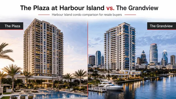 feature image of The Plaza at Harbour Island vs. The Grandview: How Harbour Island's Two Luxury Condo Towers Compare for Resale Buyers