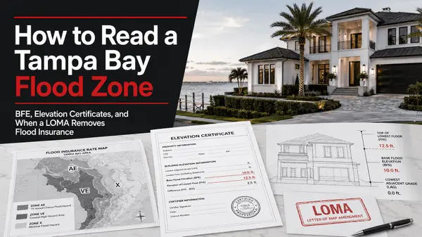 feature image of How to Read a Tampa Bay Flood Zone: BFE, Elevation Certificates, and When a LOMA Removes Flood Insurance