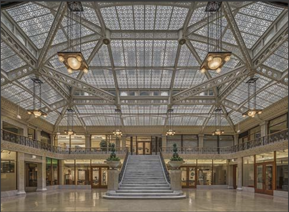 The Rookery's light court unlocked for OHC.. Source: Frank Lloyd Wright Trust