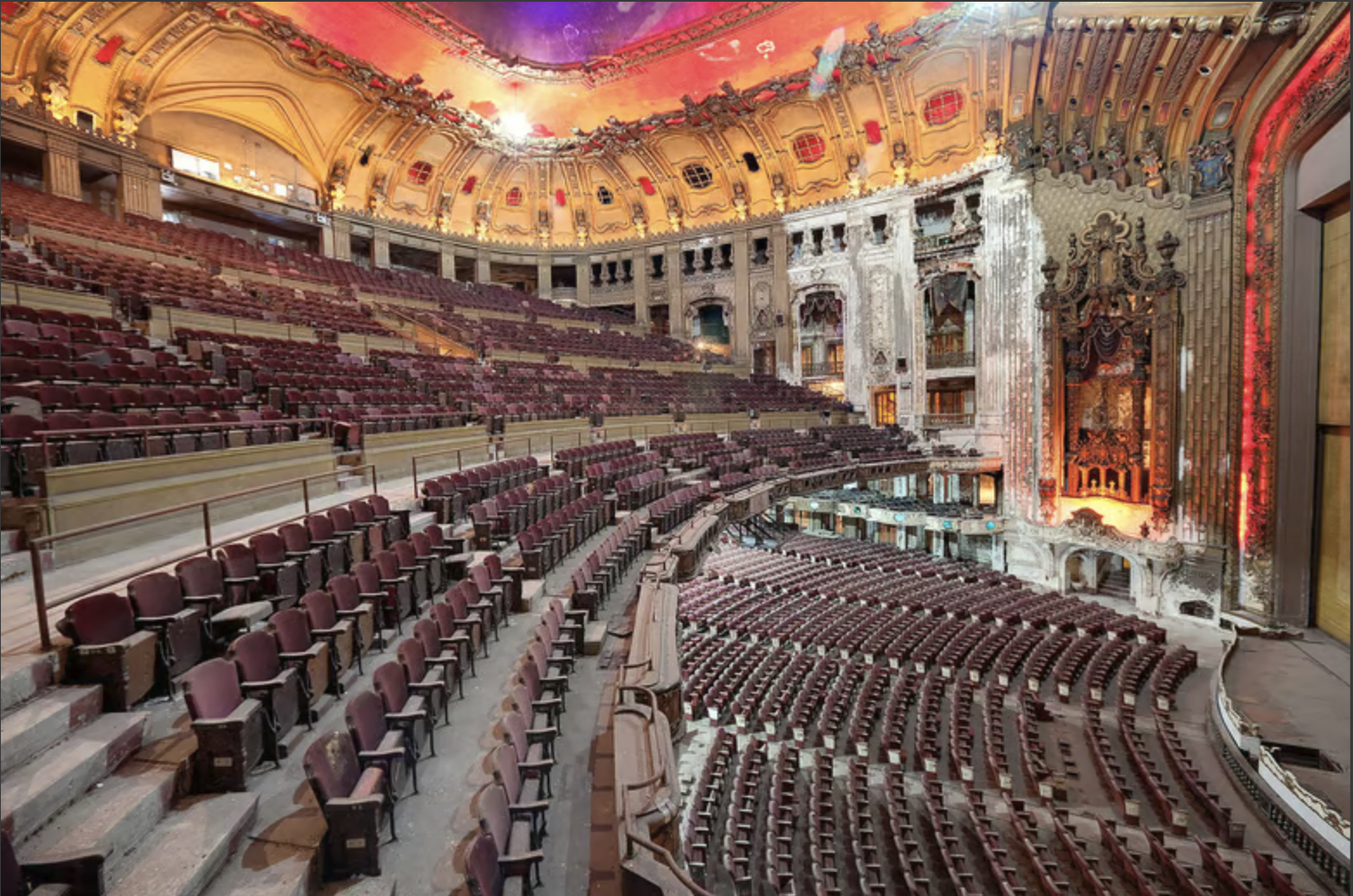 Inside the historic Uptown Theatre auditorium.. Source: Chicago Architecture Center