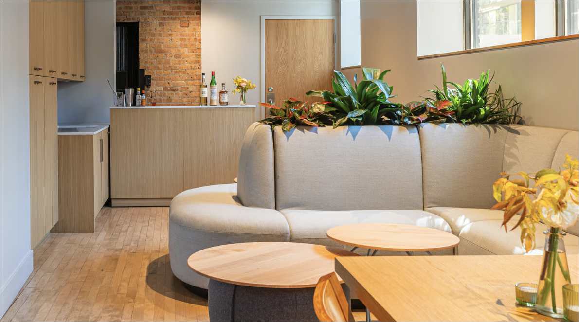 Sleek, wood paneled private room at Avec