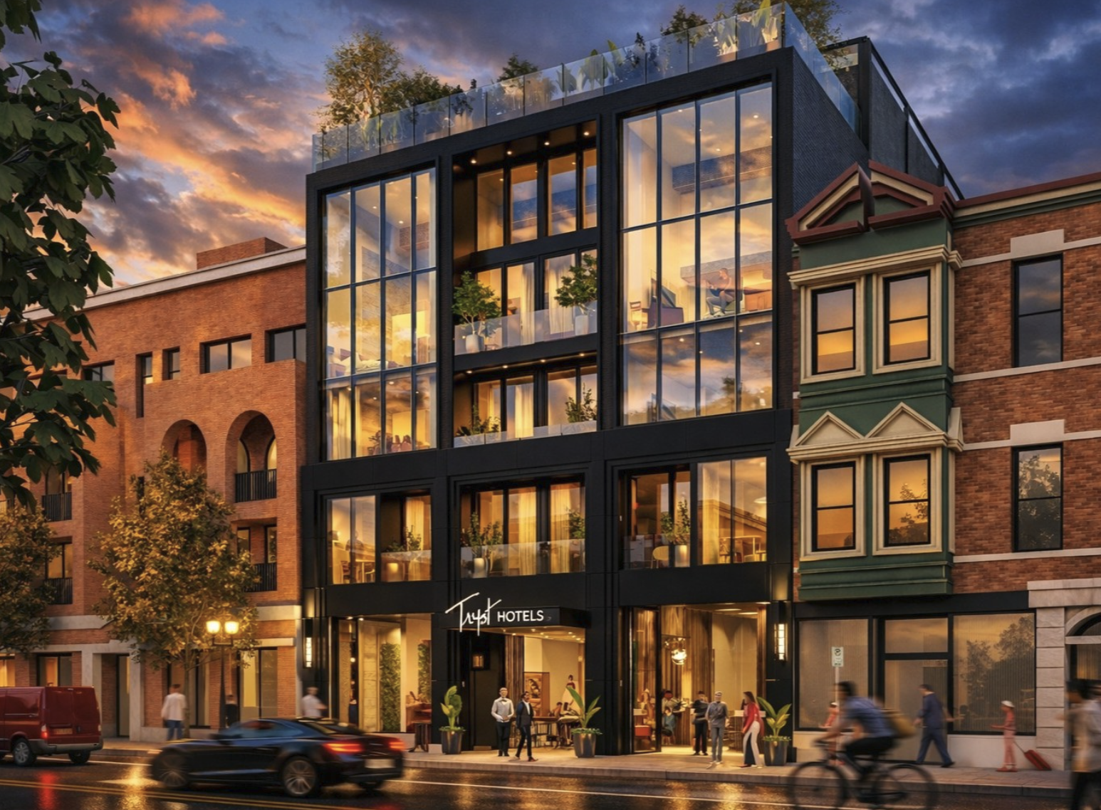 The Tryst Hotel - Elevating street-level architectural sophistication. Source: Chicago YIMBY