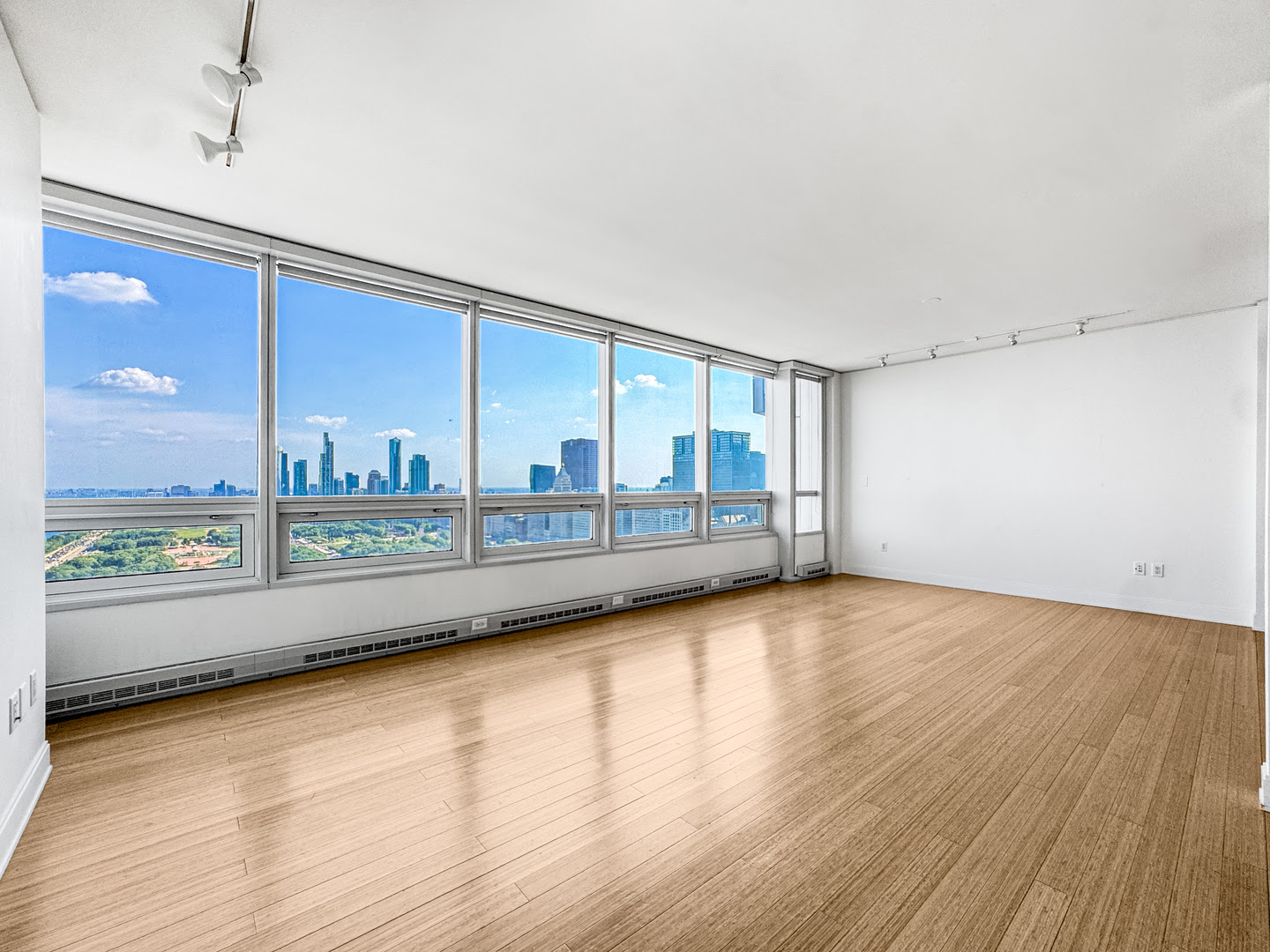 Living Room View with Skyline at 340 E. Randolph