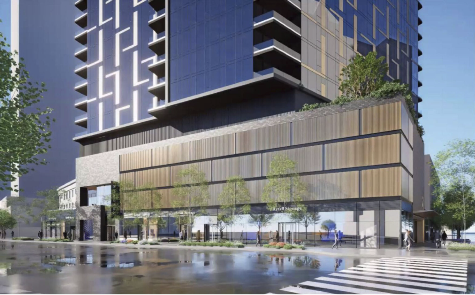 Rendering of 7 W Elm St by Goettsch Partners