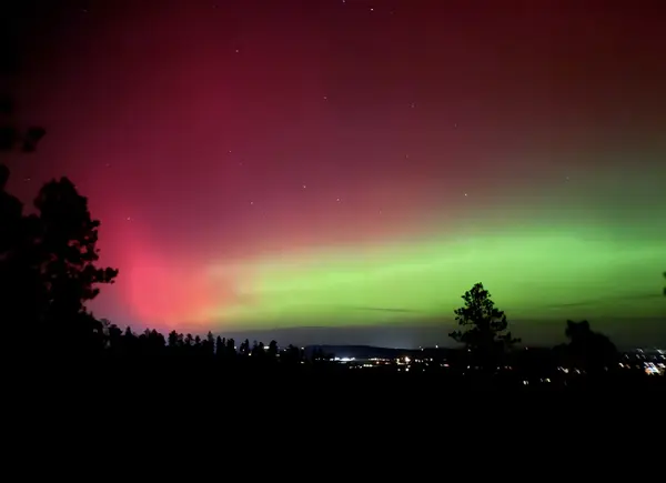 6621 Green Mountain Ct, Spearfish Sd view overlooking the city with northern lights