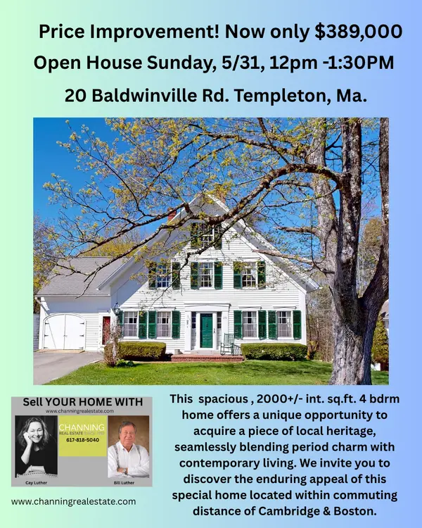 WOW! A 4bdrm home within commuting distance to Boston, Cambridge & Worcester for only $389,000!  