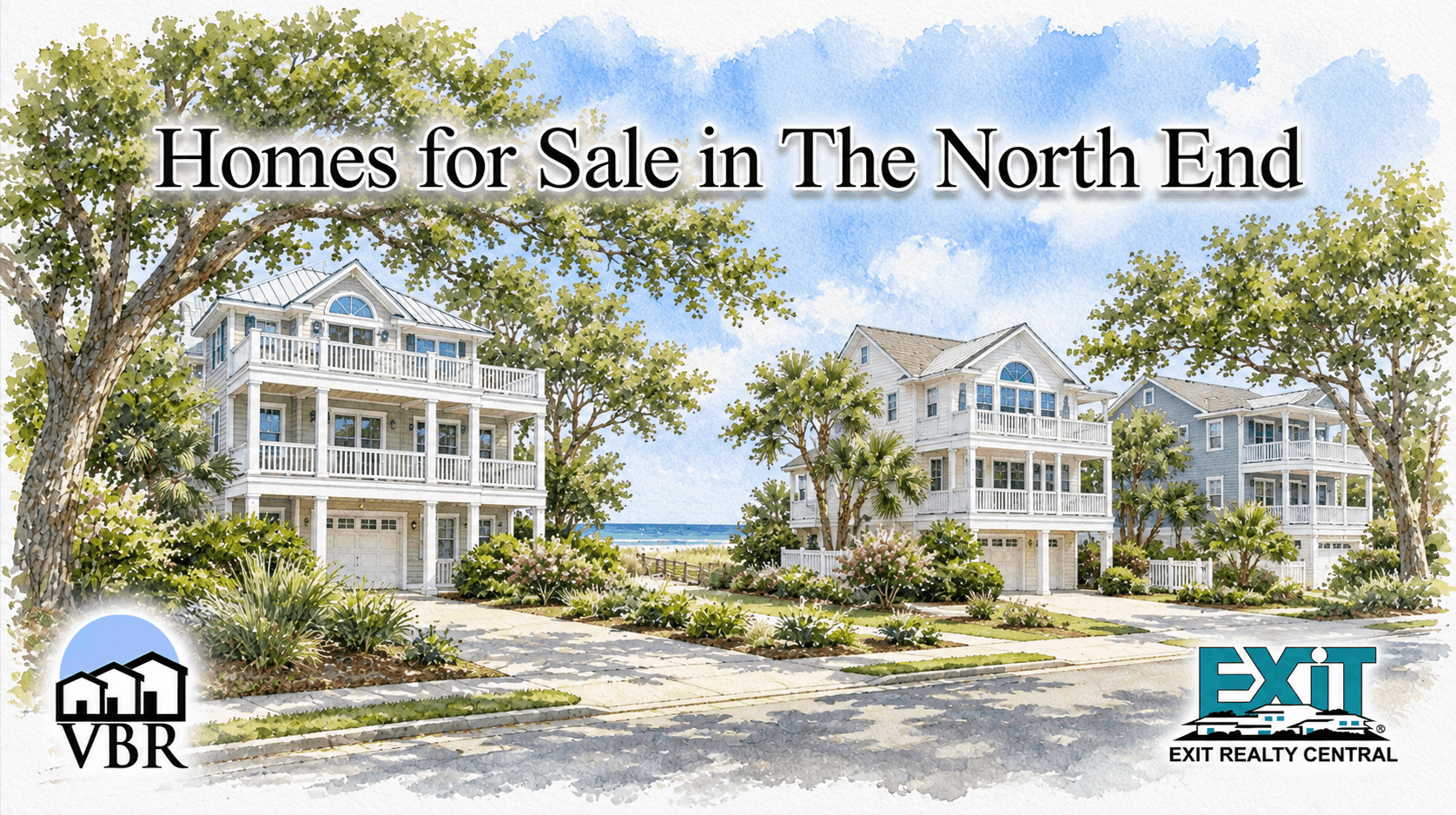 Watercolor neighborhood graphic for North End homes for sale in Virginia Beach