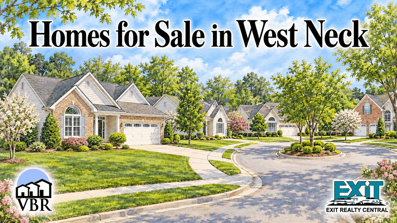 Watercolor neighborhood graphic for West Neck homes for sale in Virginia Beach