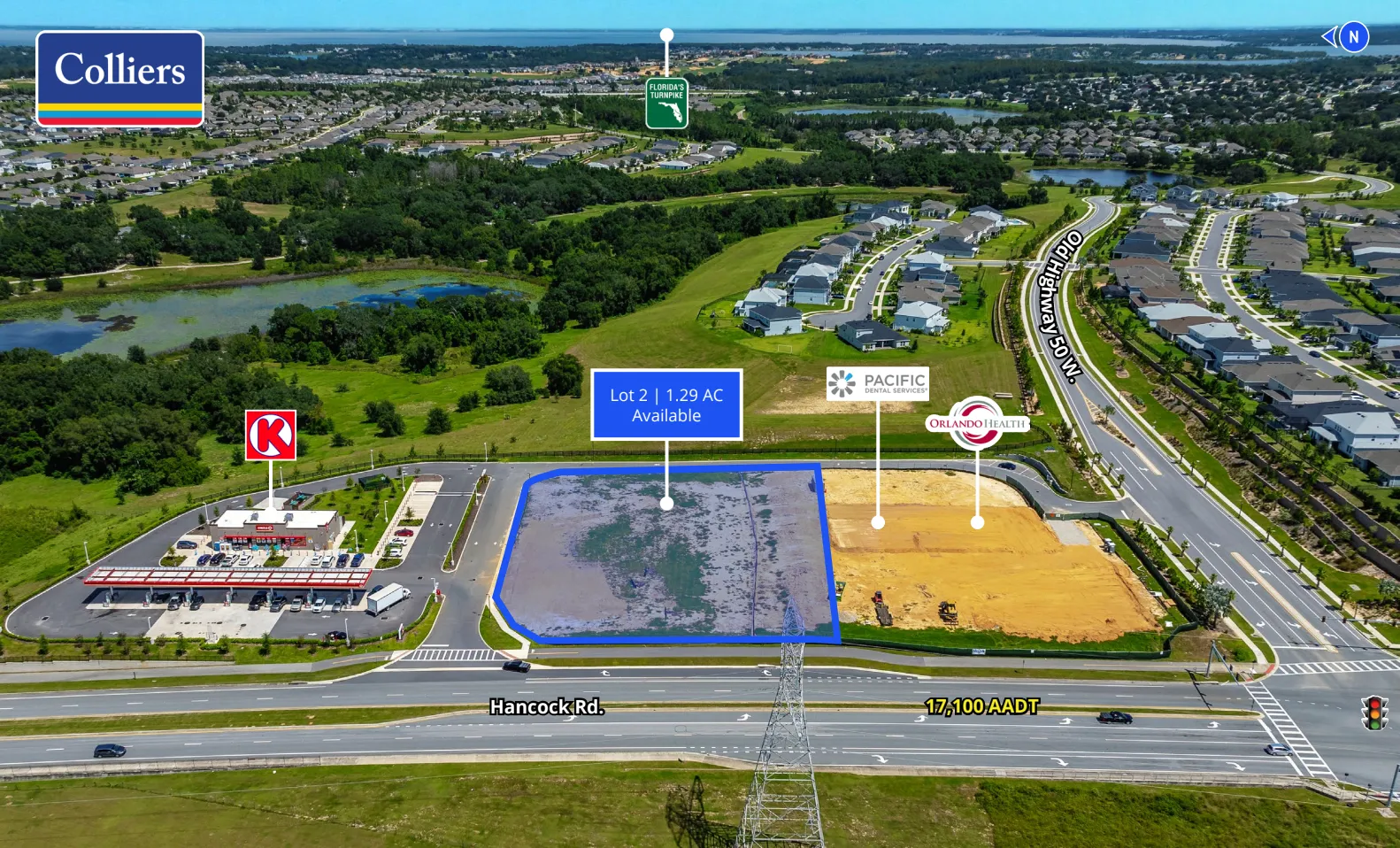 Orlando-based Pineloch Management recently broke ground on this retail development in Clermont located at the intersection of Old Highway 50 and Hancock Road. (Photo courtesy of Colliers)