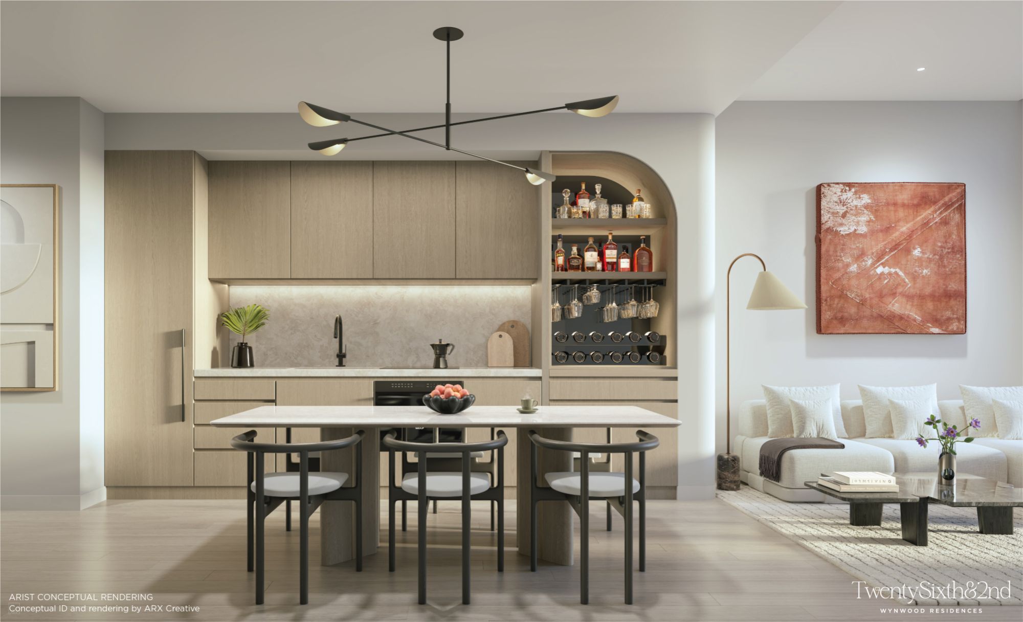 Modern kitchen design at Twenty Sixth and 2nd Wynwood Residences Miami condos