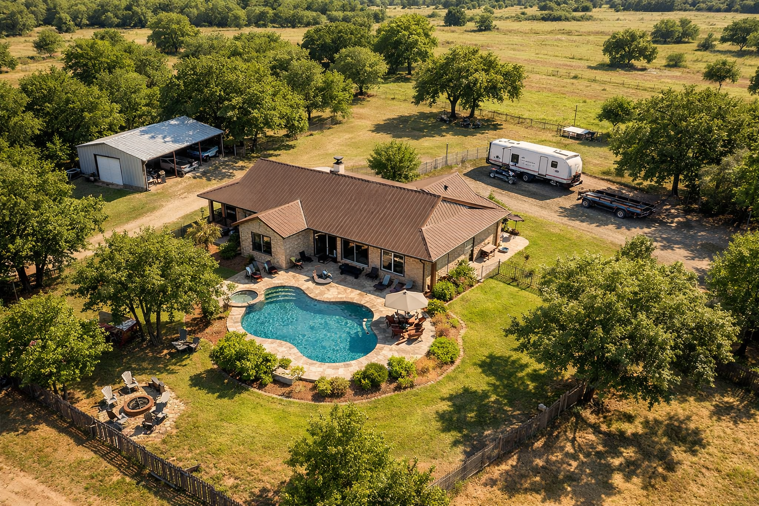Nestled ranch with pool and nature