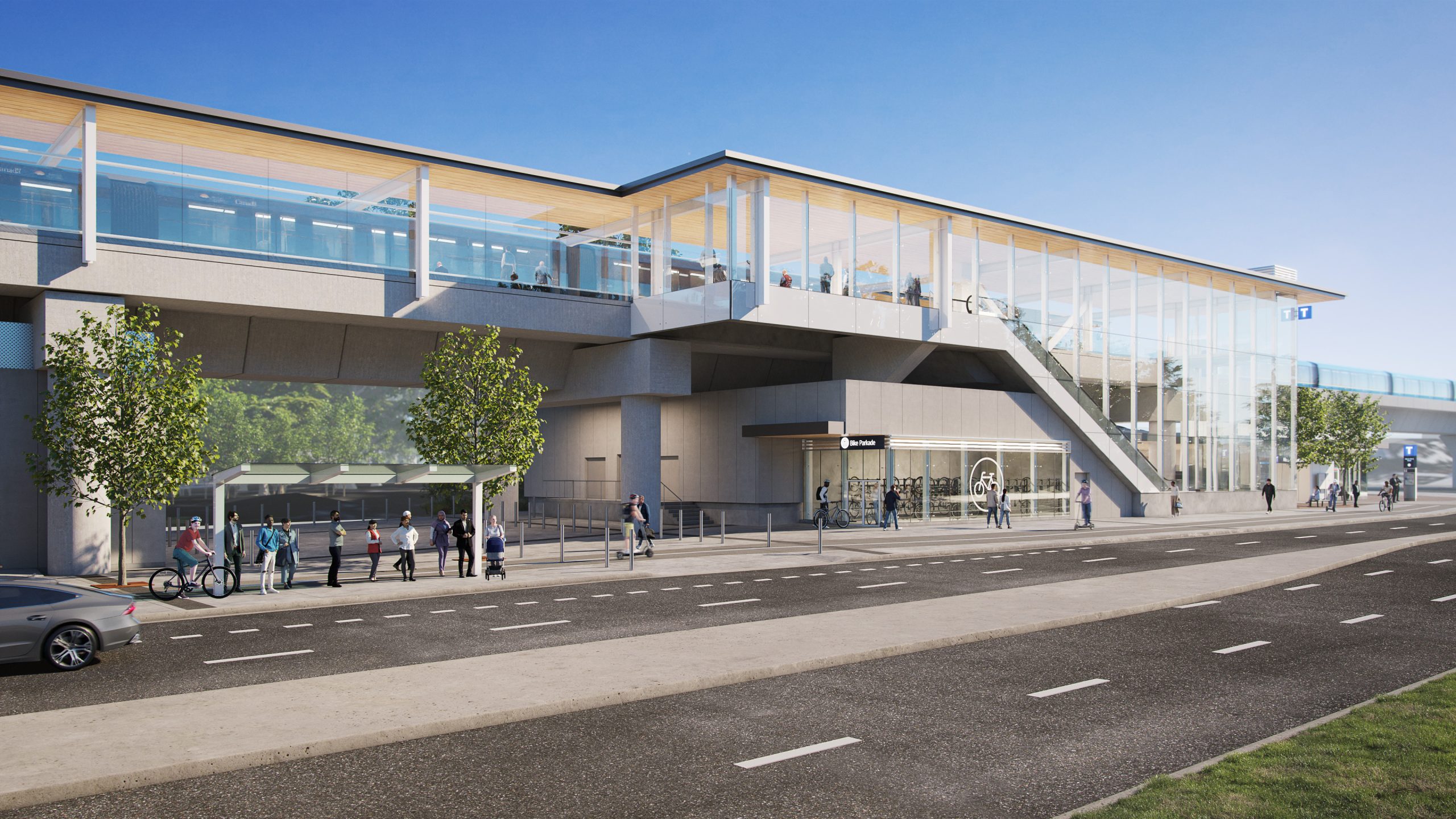 Rendering of the future Hillcrest-184 Street SkyTrain station