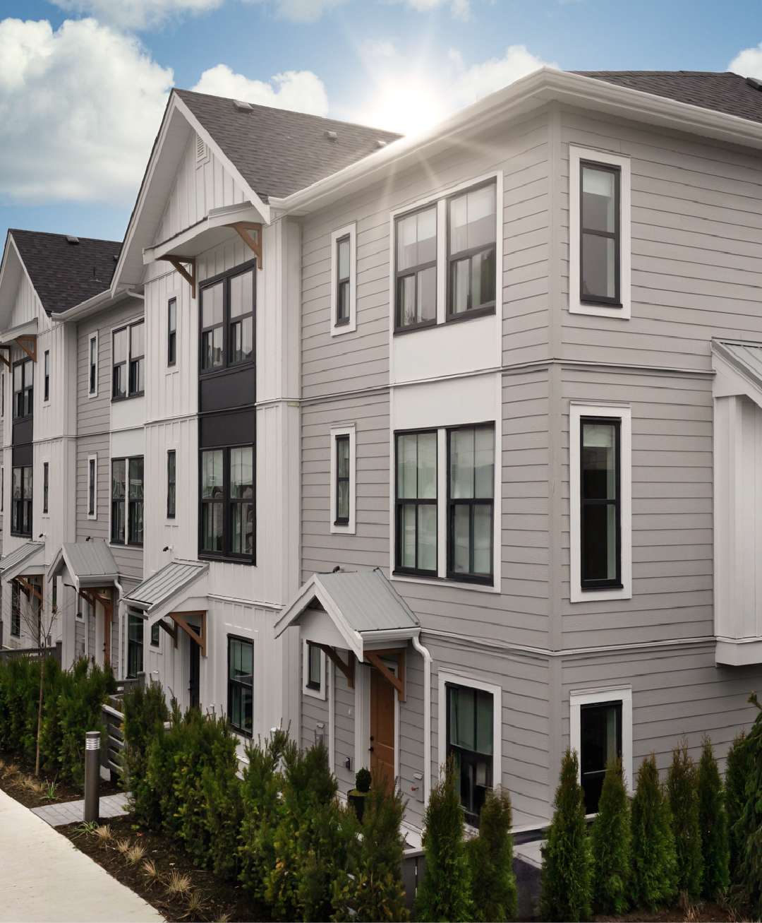 Heath West Langley townhomes by BMG Real Estate, exterior view at Yorkson, Willoughby Heights