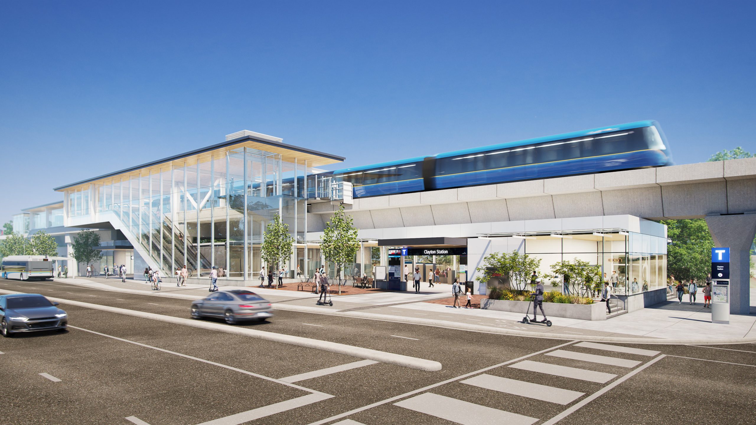 Rendering of the future Clayton SkyTrain station at 190 Street and Fraser Highway