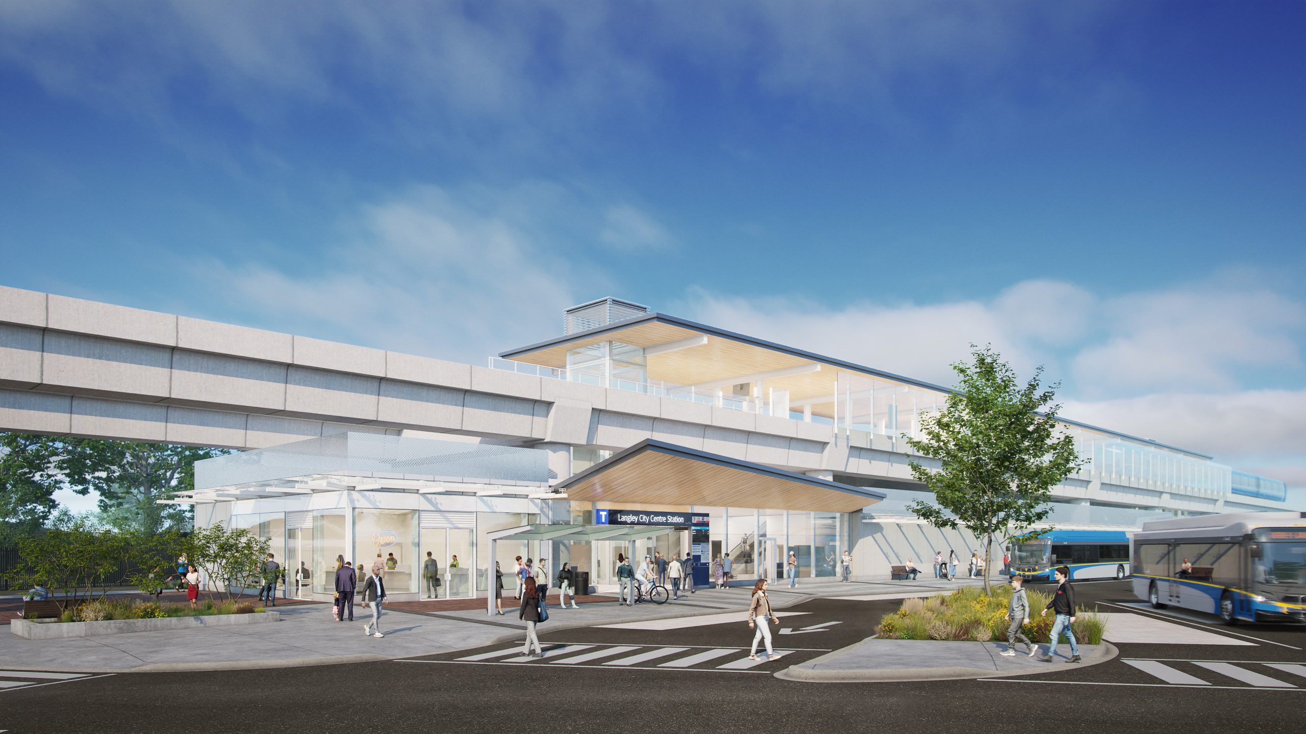 Rendering of the future Langley City Centre SkyTrain terminus station at 203 Street